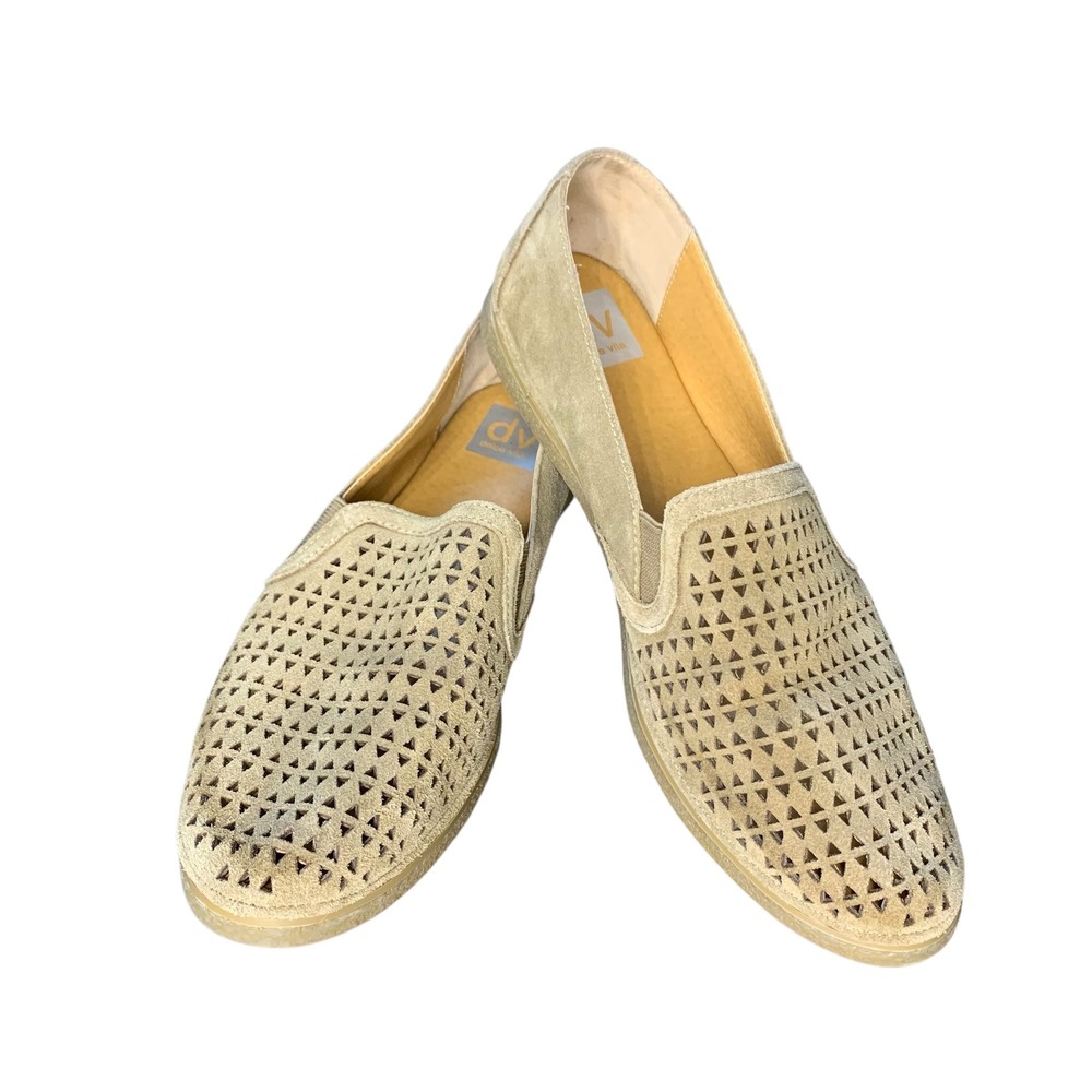 DV Dolce Vita Beige Suede Leather Slip On Loafers Perforated Casual Shoes Size 9